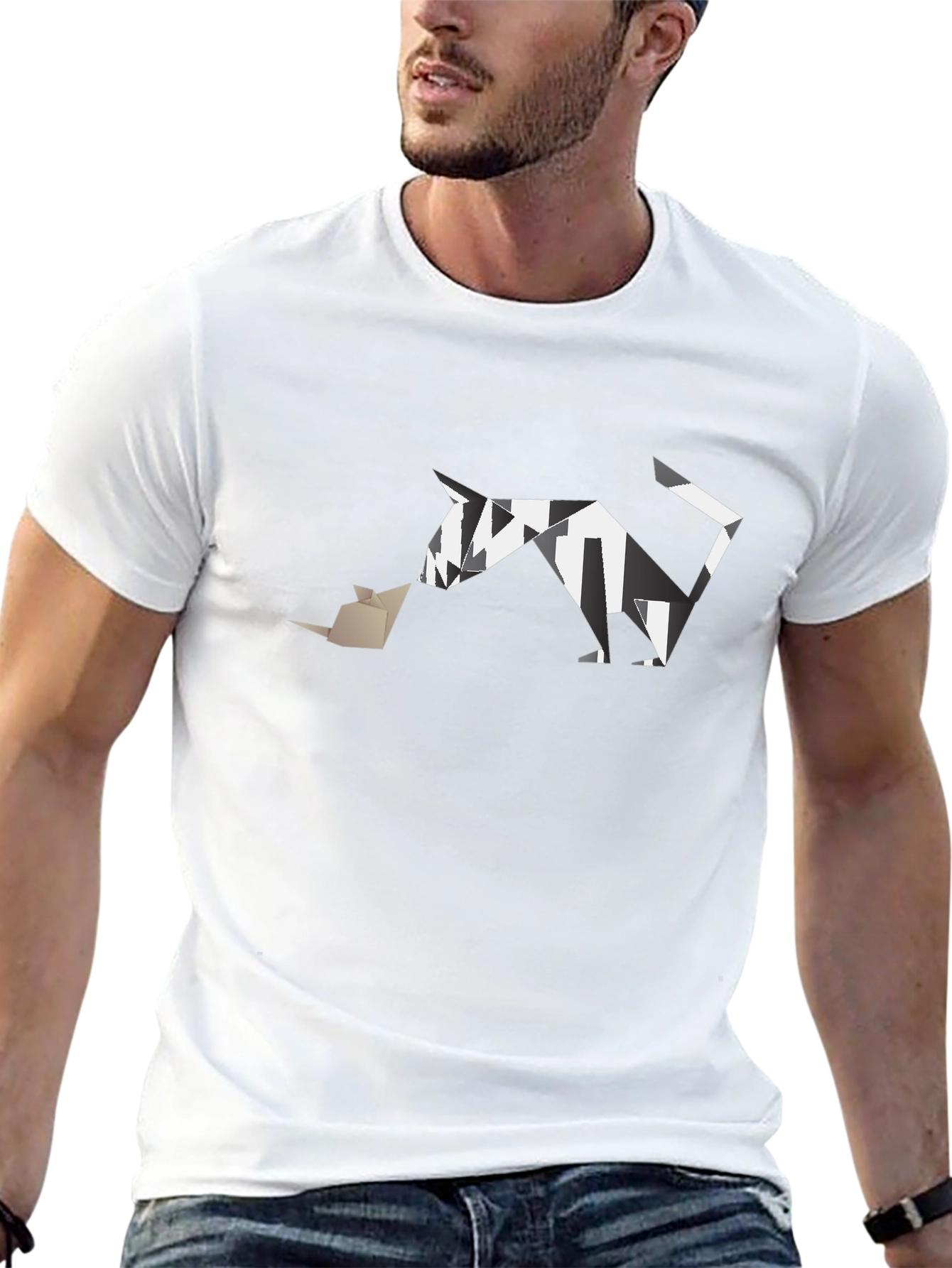 Geometric Cat and Mouse T-Shirt