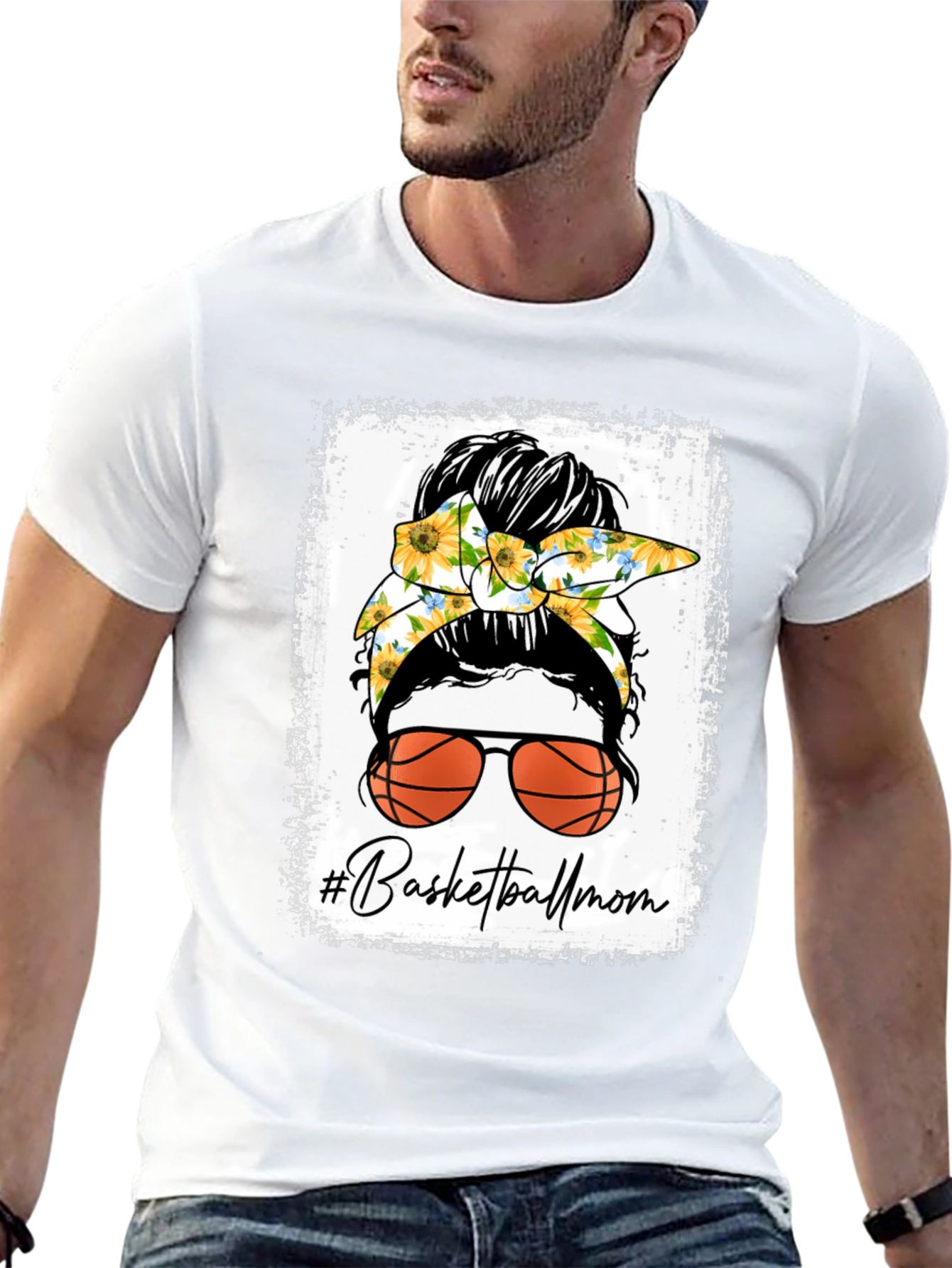 Basketball Mom Messy Bun T-Shirt