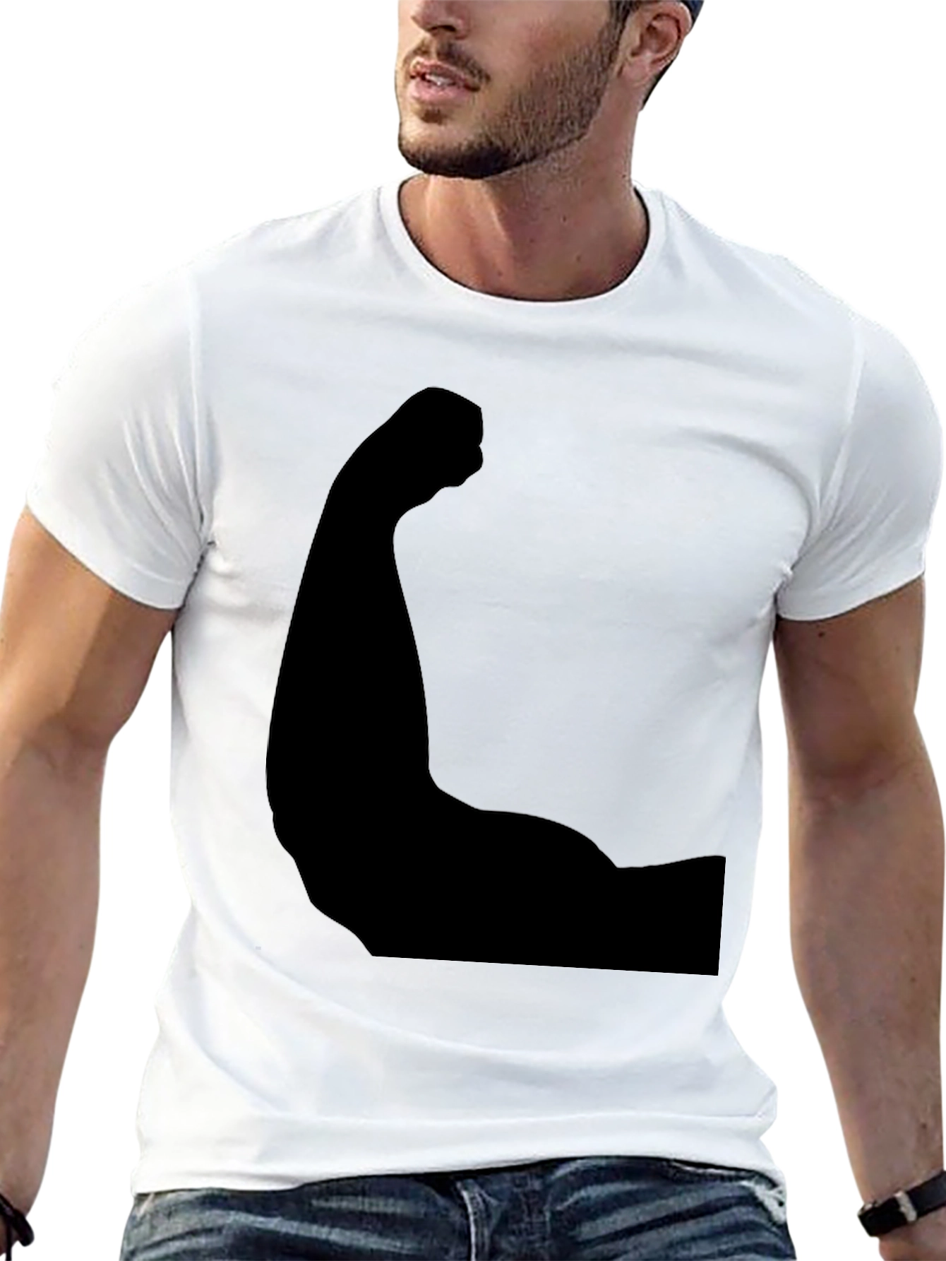 Black Arm Muscle Graphic Tee - Flex Your Style!