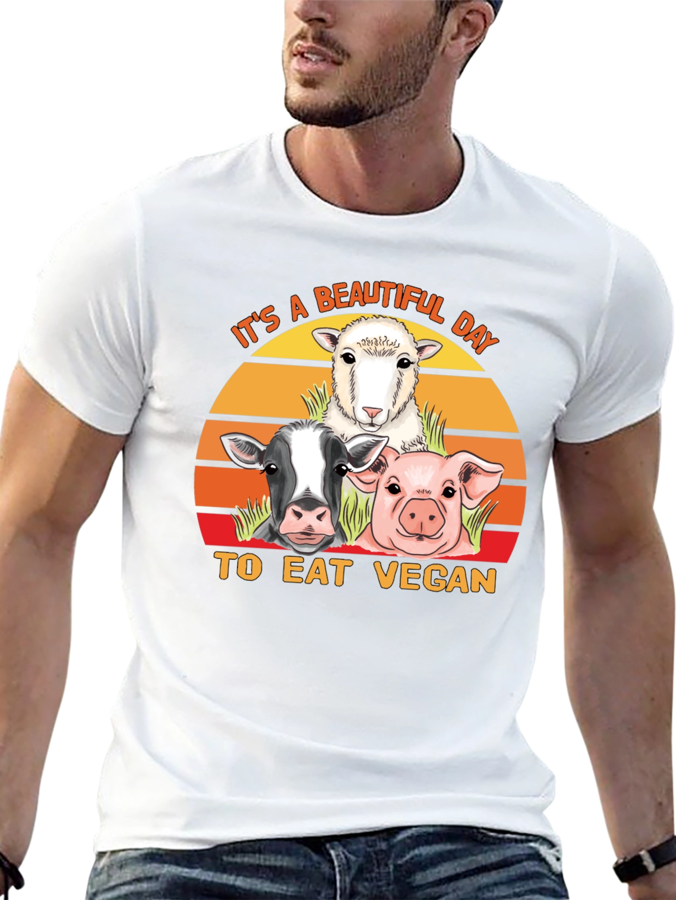 Eat Vegan T-Shirt - Farm Animal Graphic Tee