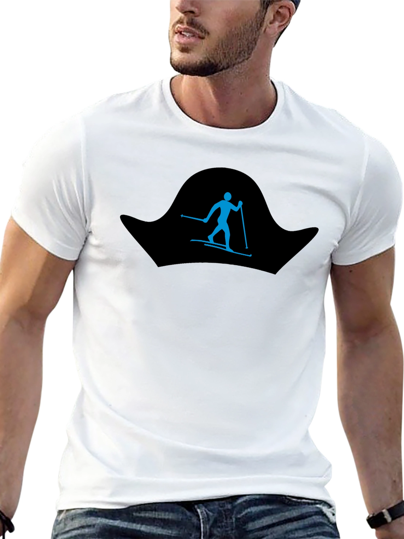 Skiing Silhouette T-Shirt - Black Graphic Tee