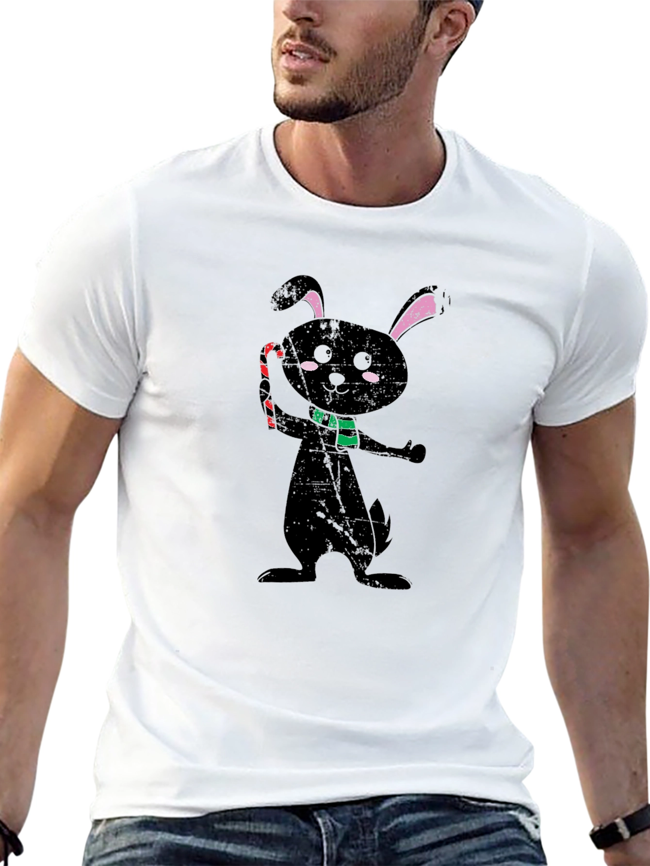 Festive Black Rabbit Graphic Tee