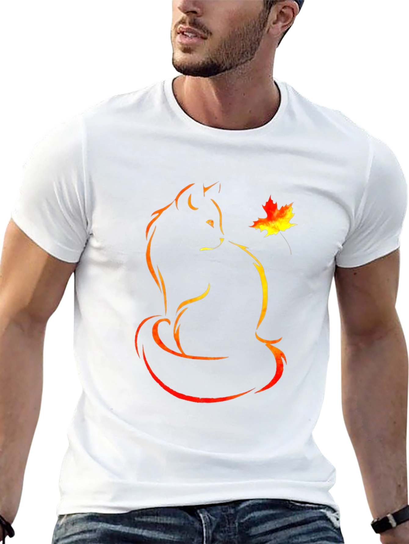 Autumn Cat T-Shirt - Black