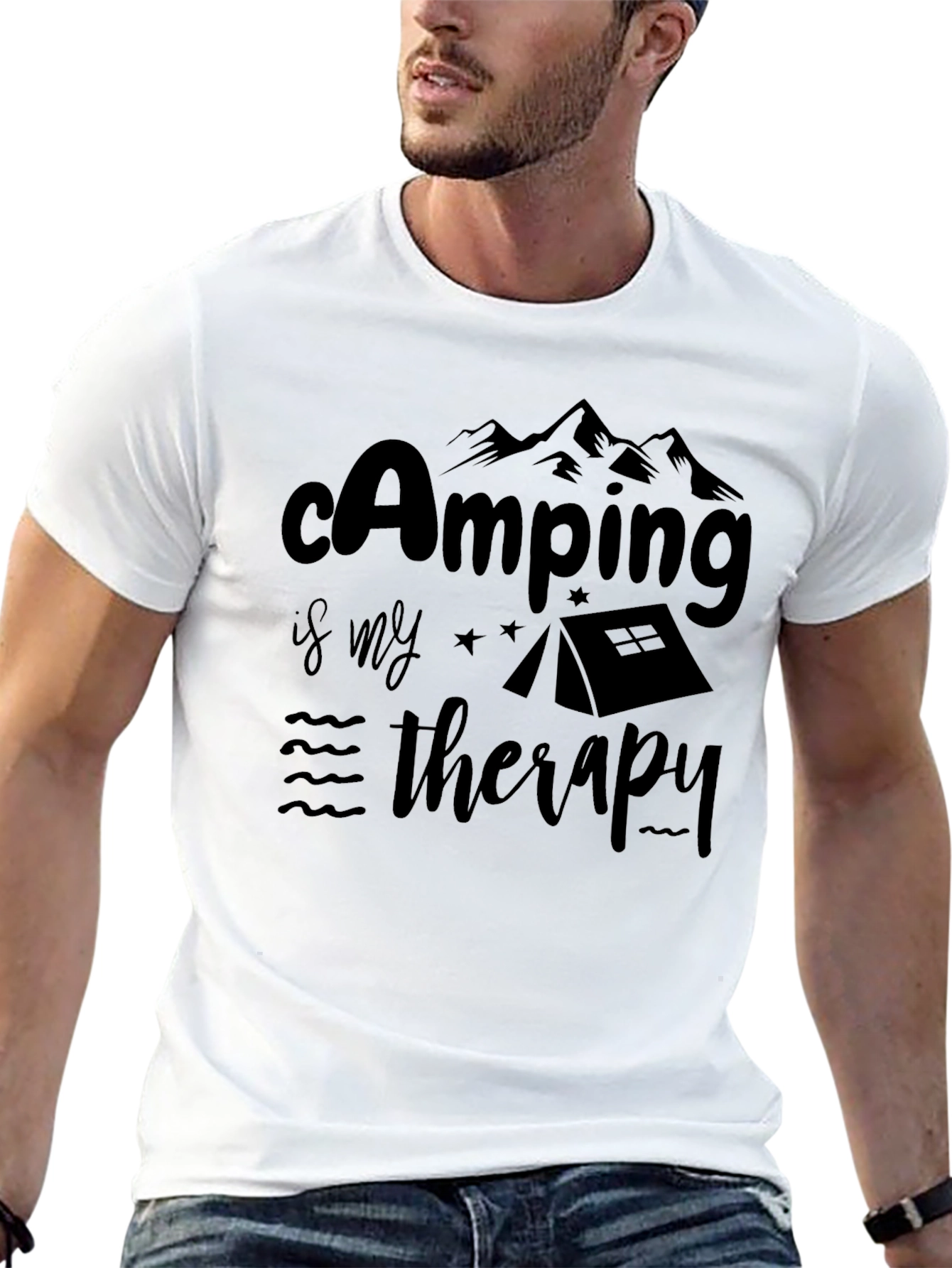 Camping is My Therapy Black T-Shirt