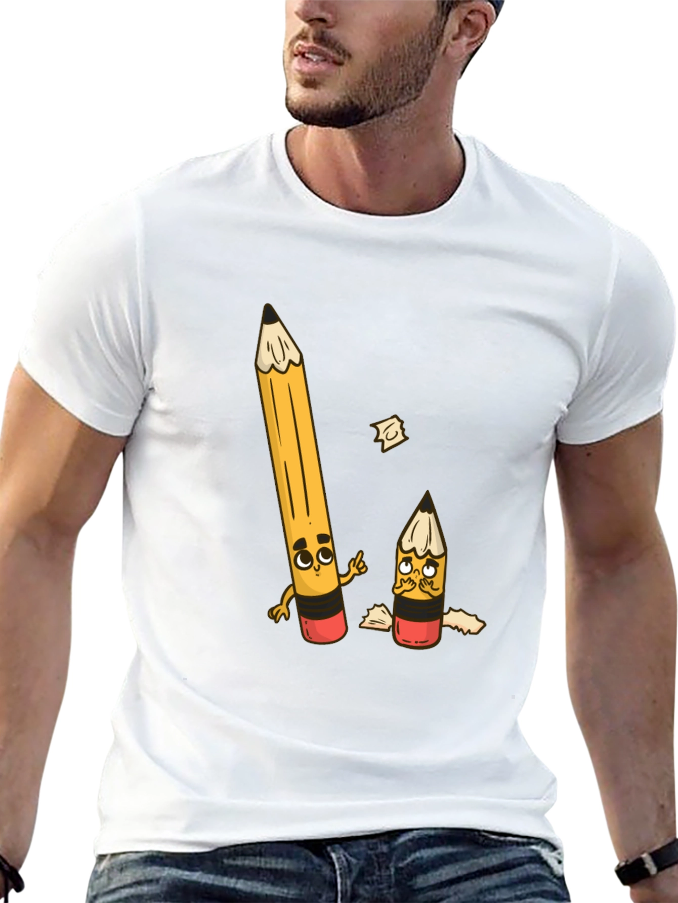 Funny Pencil Graphic T-Shirt - Black Cotton Tee