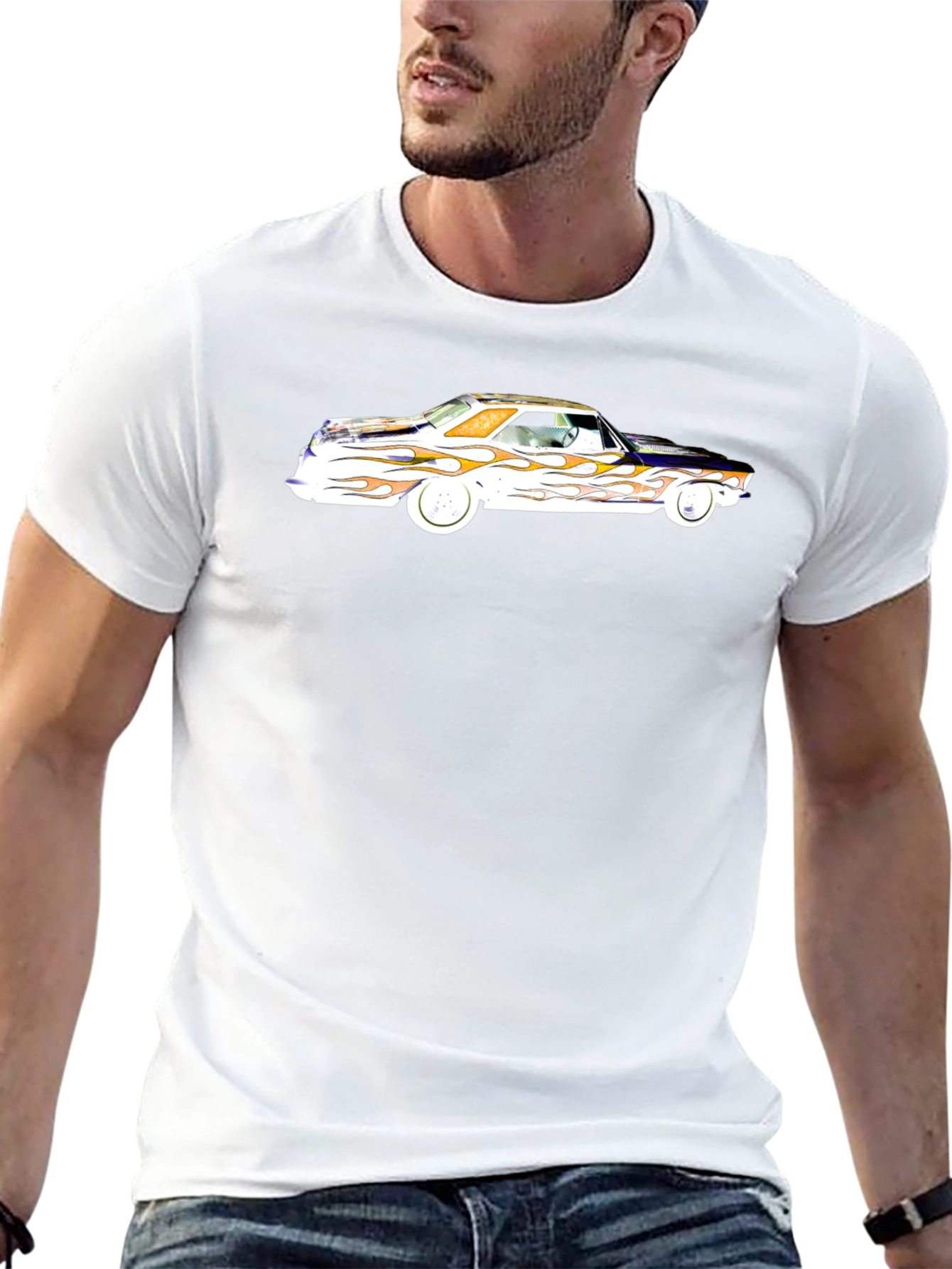 Classic Car Flames Graphic Tee - Cool Style