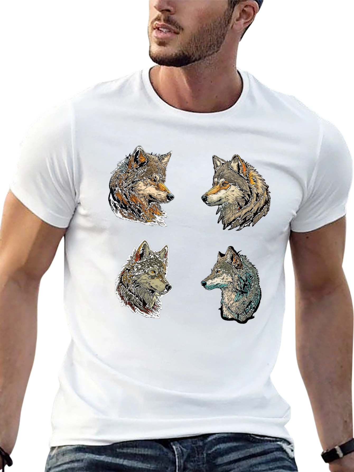 Wolf Pack Portrait Black T-Shirt
