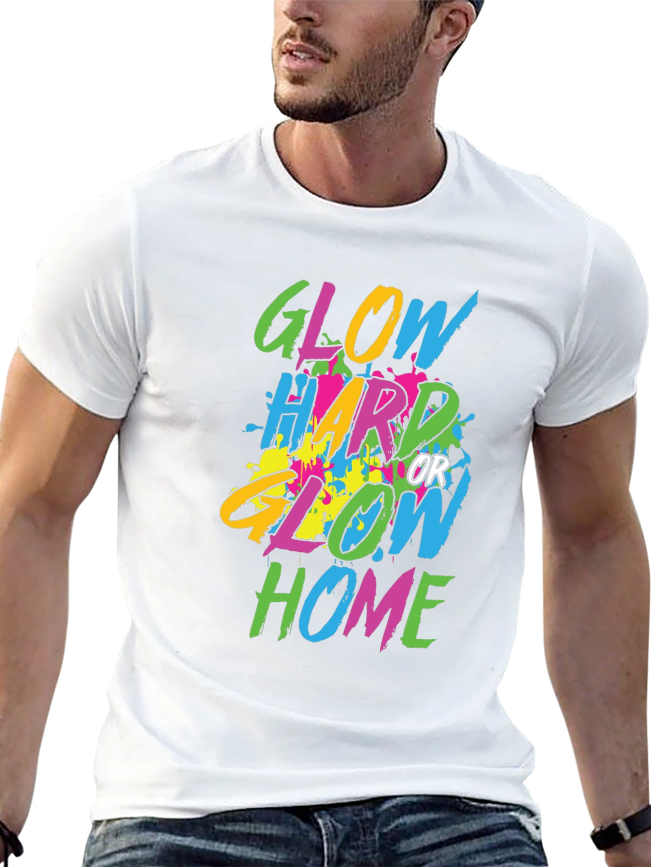 Glow Hard or Glow Home Black Graphic Tee