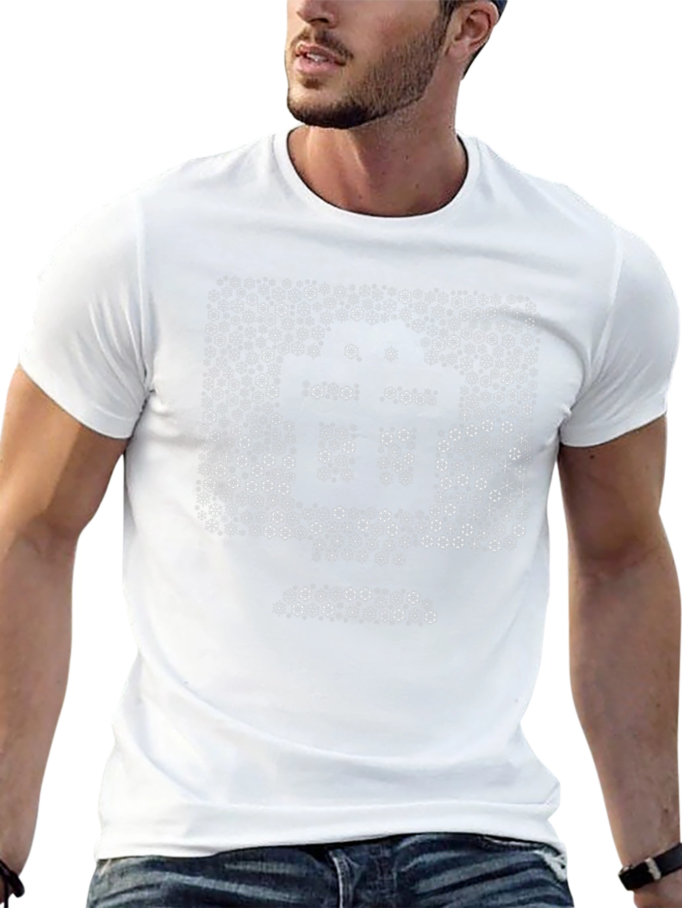 Abstract Snowflake Pattern Black T-Shirt