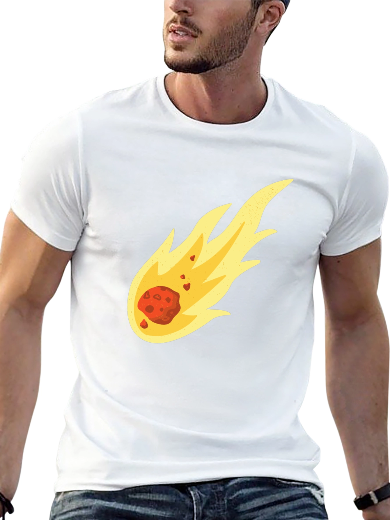 Fiery Comet Graphic Tee - Black Cotton T-Shirt