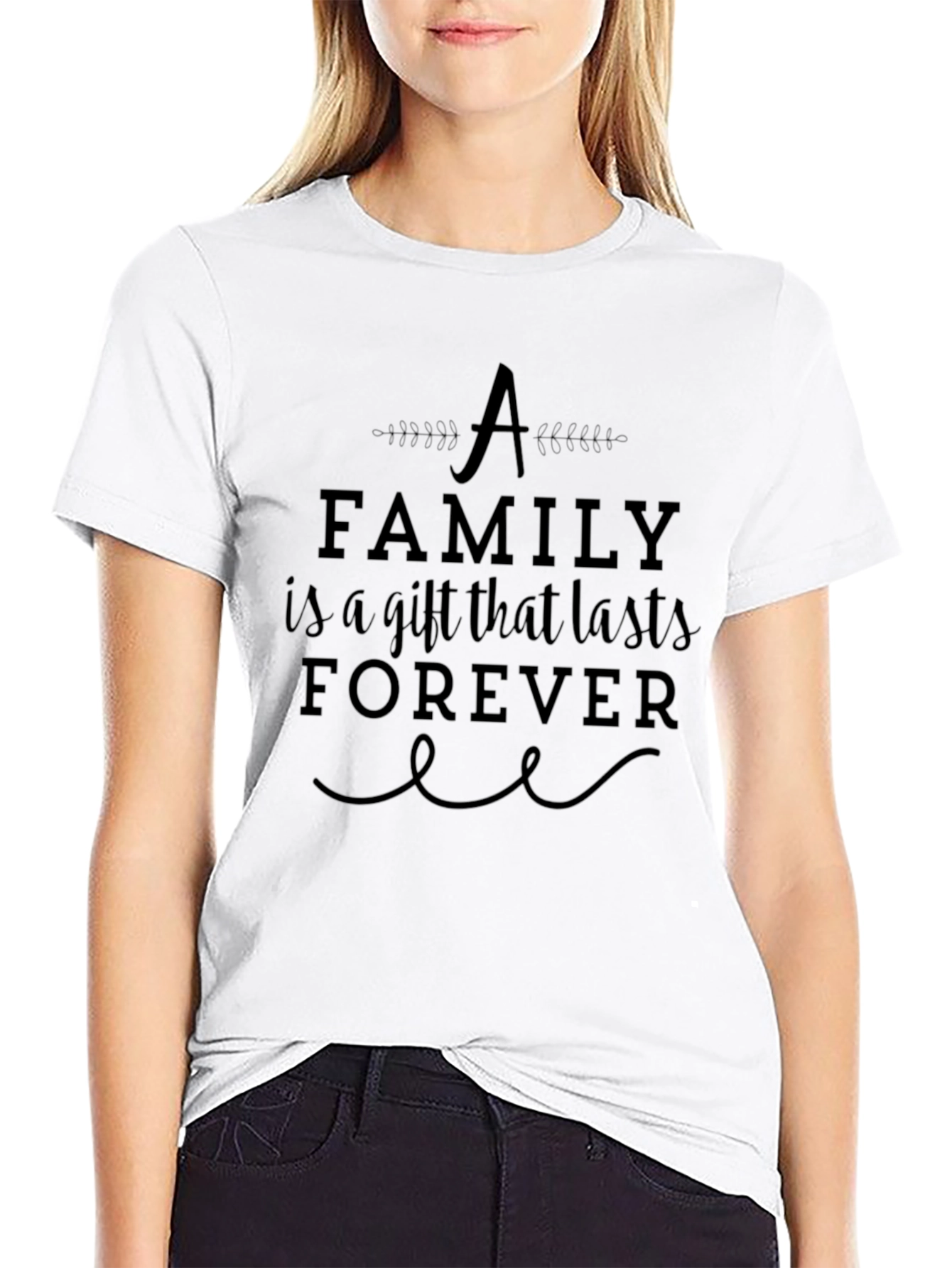 Family Forever Graphic Tee - Black Crew Neck