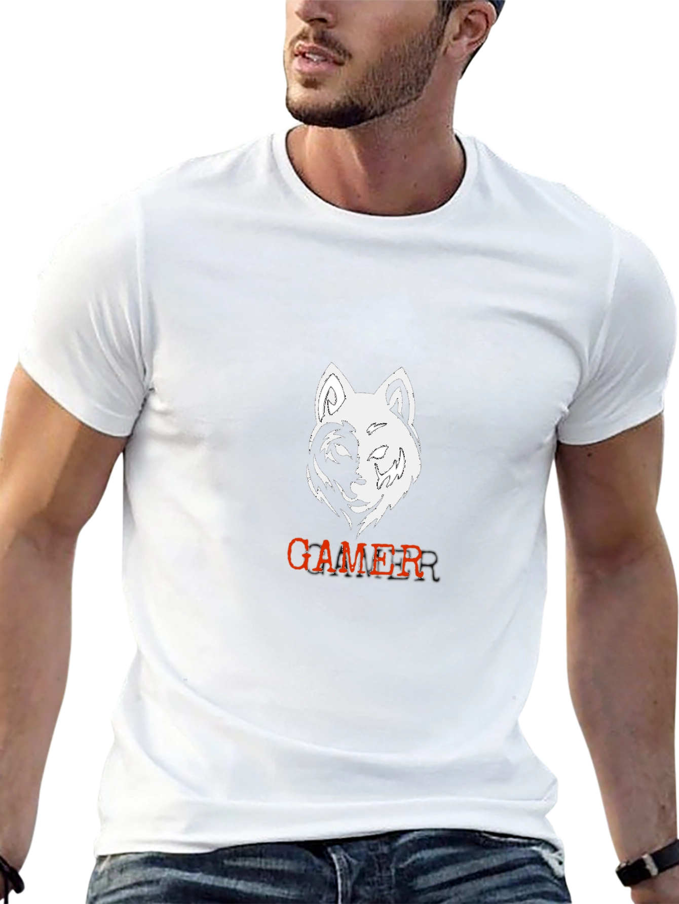 Gamer Wolf Black Graphic Tee