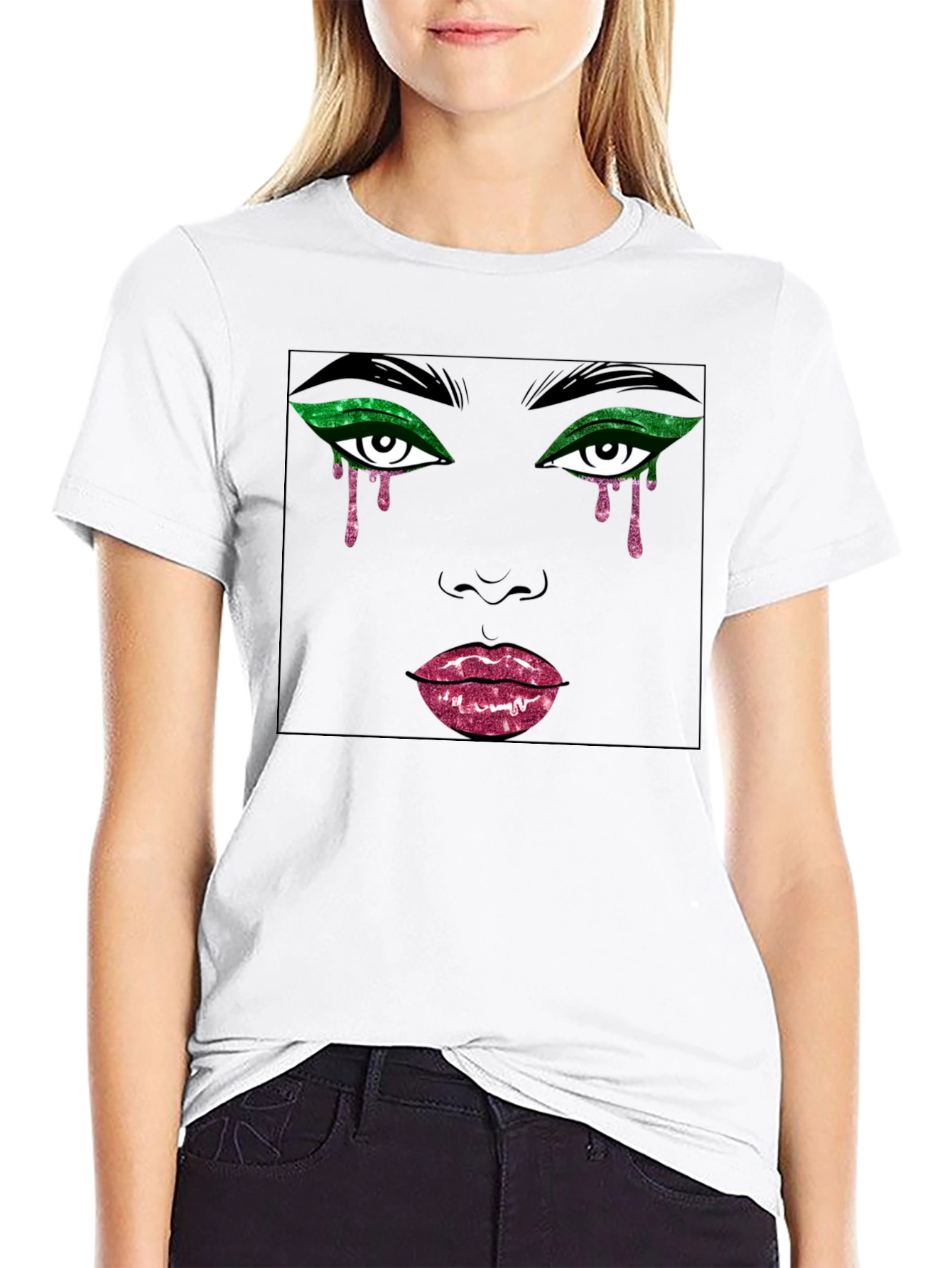 Graphic Glitter Face T-Shirt