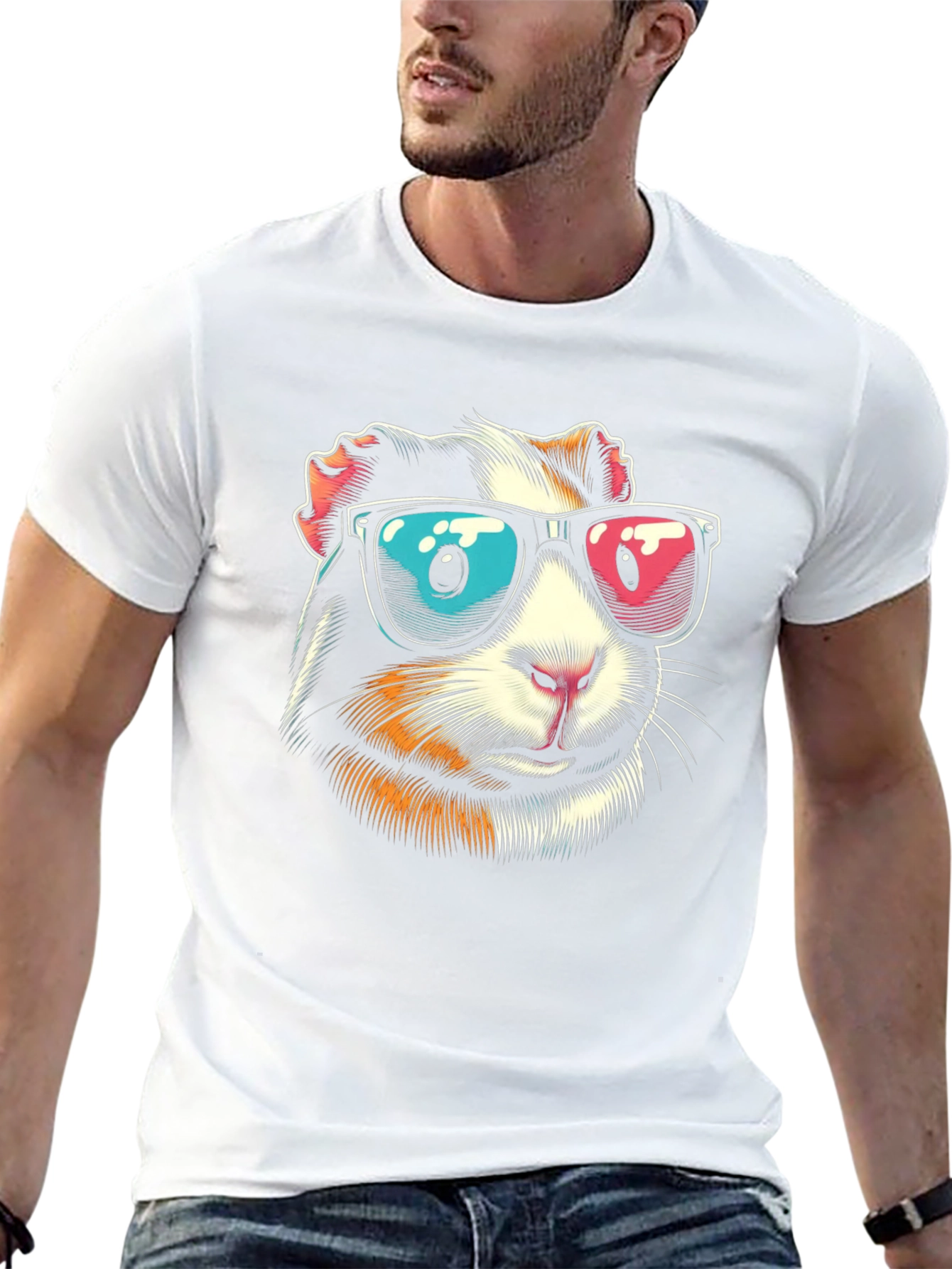 Cool Guinea Pig Graphic Tee - Black