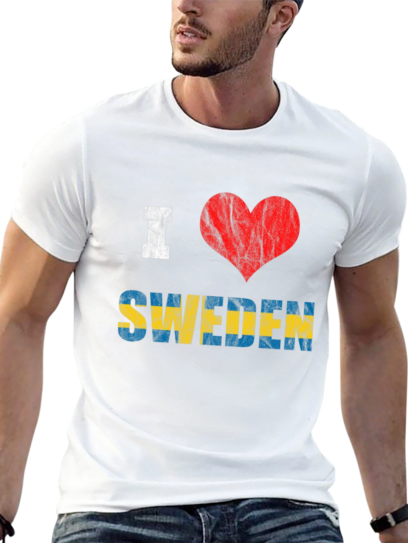 I Love Sweden Flag T-Shirt Patriotic Tee