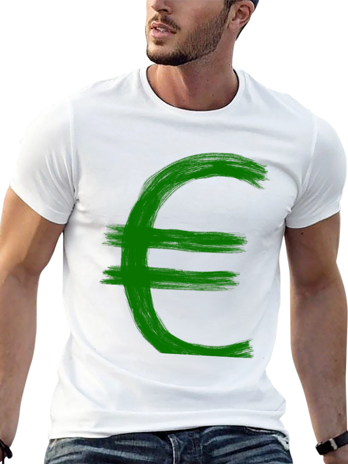 Euro Symbol Graphic Tee - Brushstroke Design