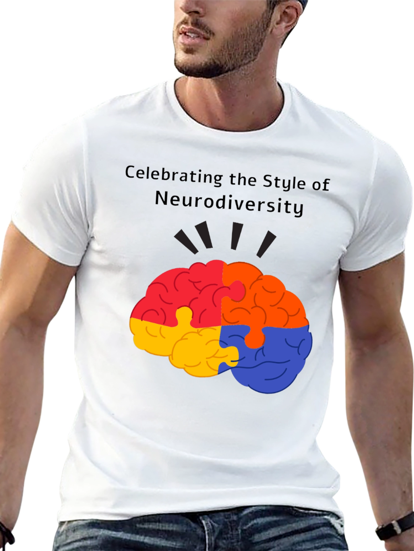 Neurodiversity Style T-Shirt - Brain Puzzle Design