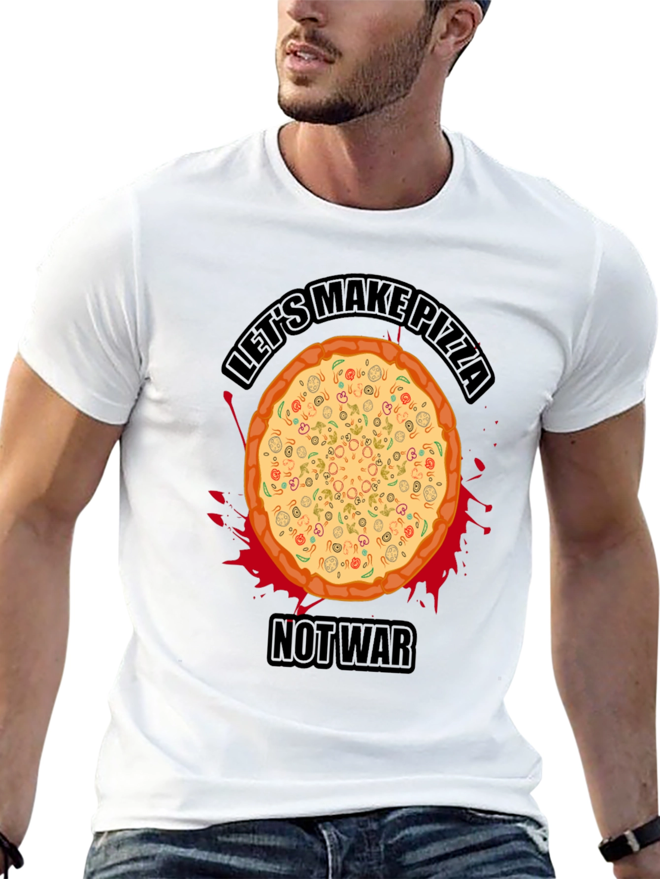 Lets Make Pizza Not War T-Shirt - Black