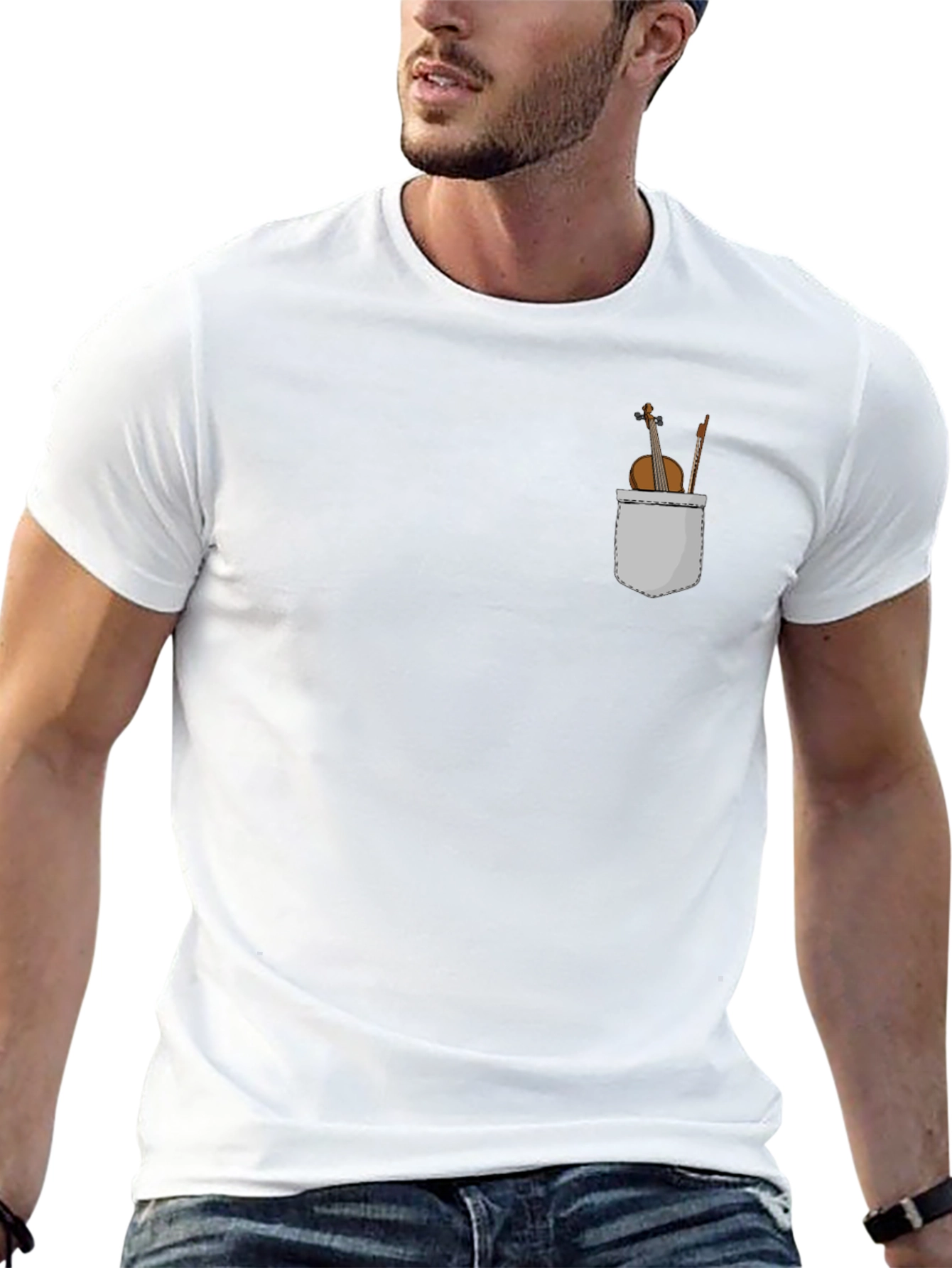 Violin in Pocket Graphic T-Shirt - Musical Tee