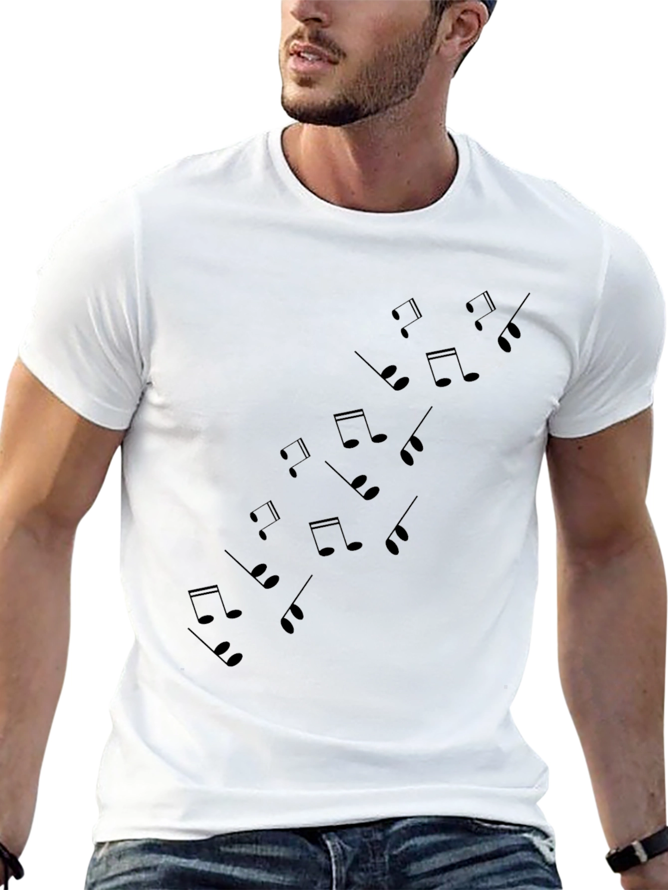 Musical Notes Graphic Black T-Shirt