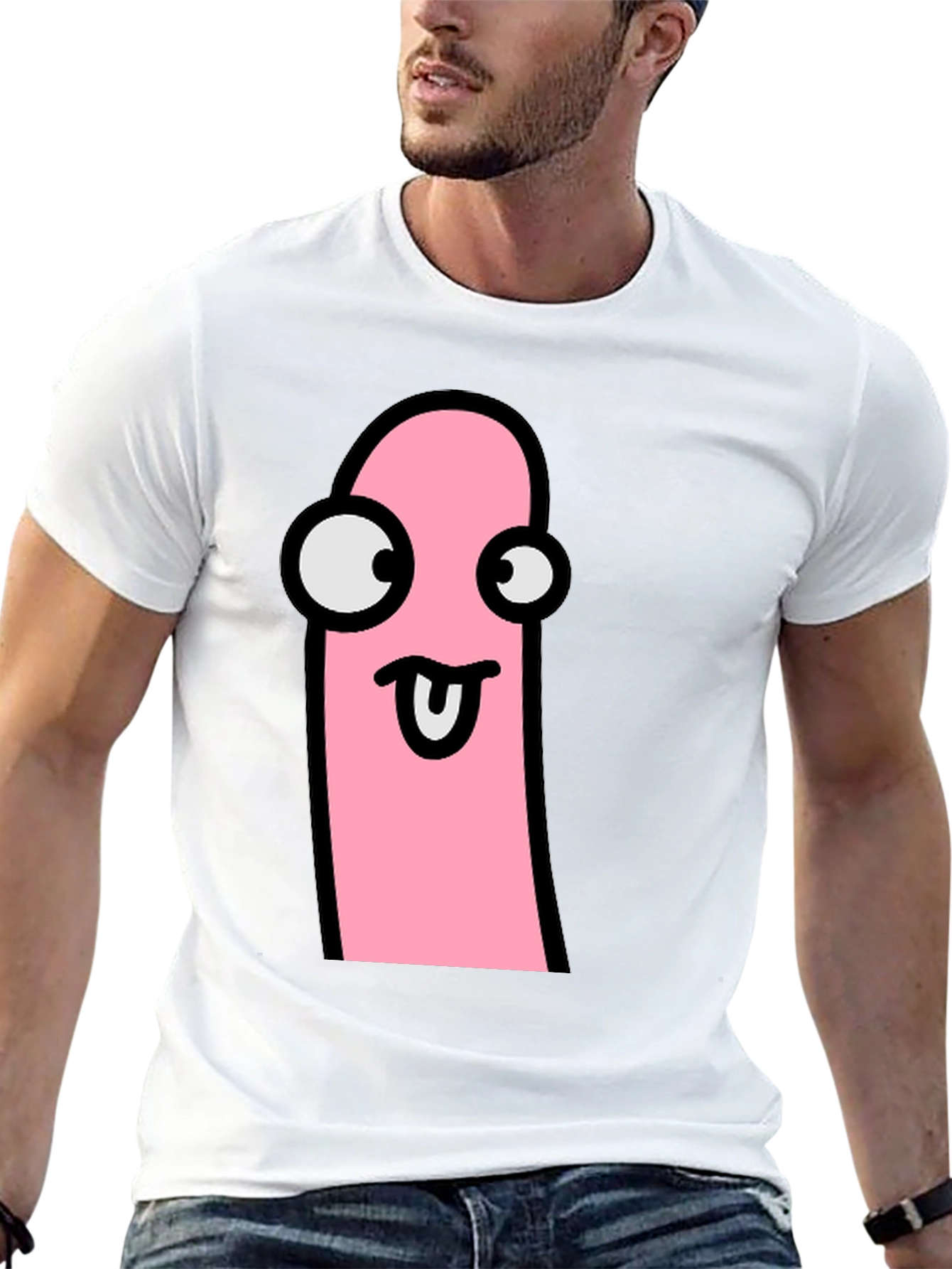 Funky Tongue Out Face Black T-Shirt