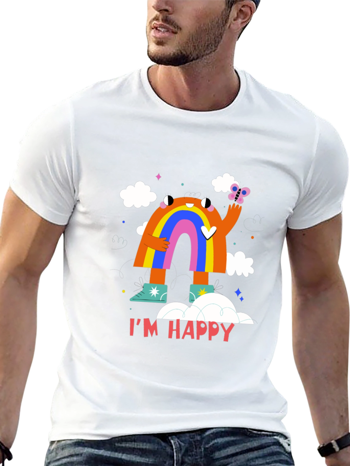 Im Happy Rainbow Monster Graphic Tee - Black