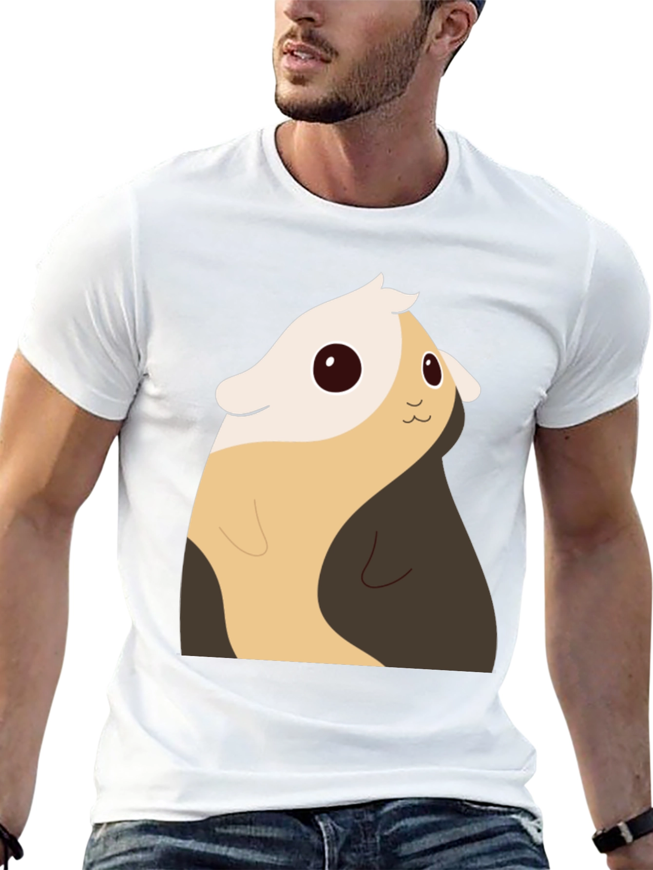 Cute Cartoon Guinea Pig Black T-Shirt