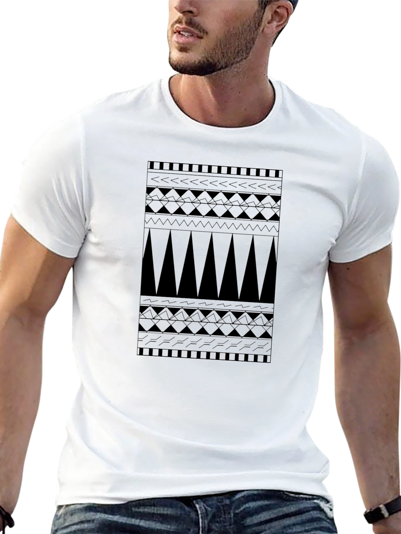 Tribal Pattern Black T-Shirt