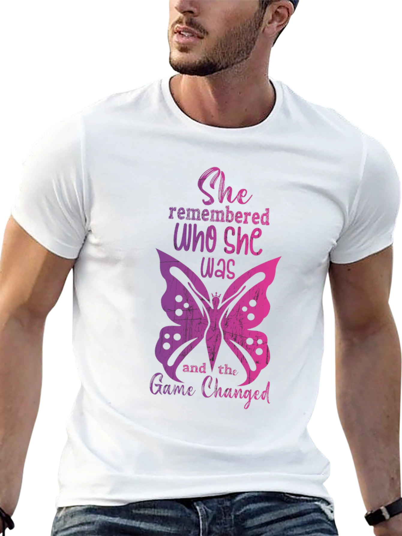 She Remembered Butterfly Graphic Tee - Empowering Womens T-Shirt