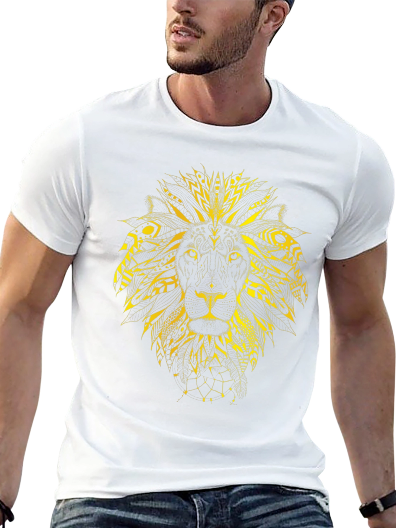 Lion Graphic Print Black Tee