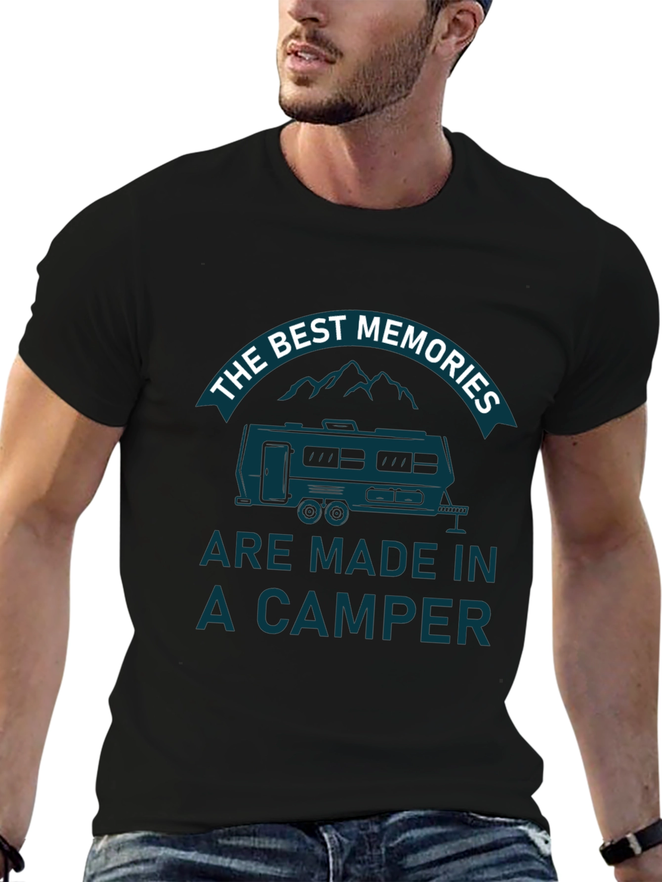 Camper Memories Graphic Tee - Black Cotton T-Shirt