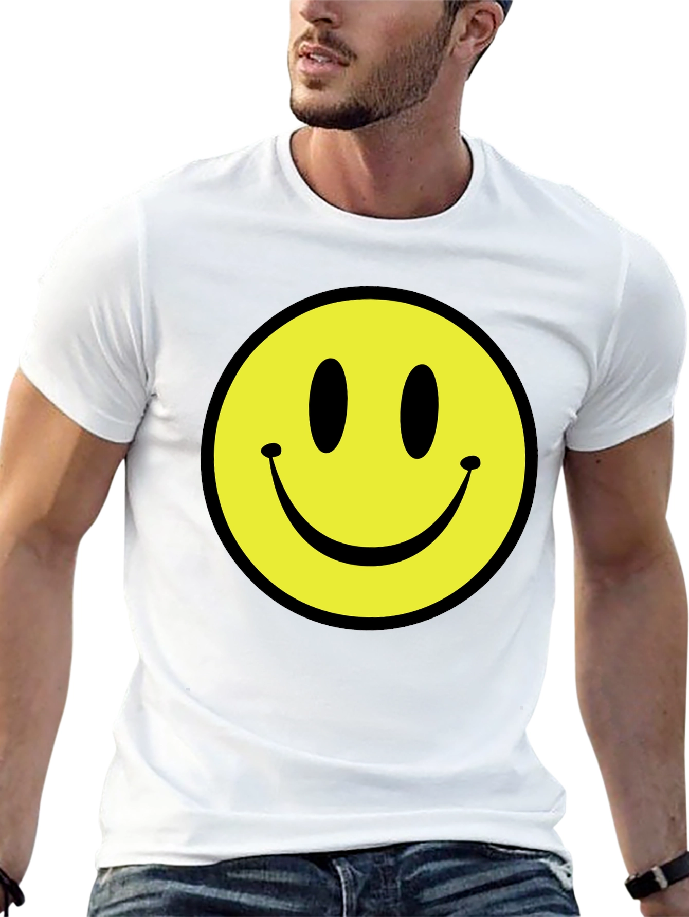 Smiley Face Black T-Shirt - Happy Graphic Tee