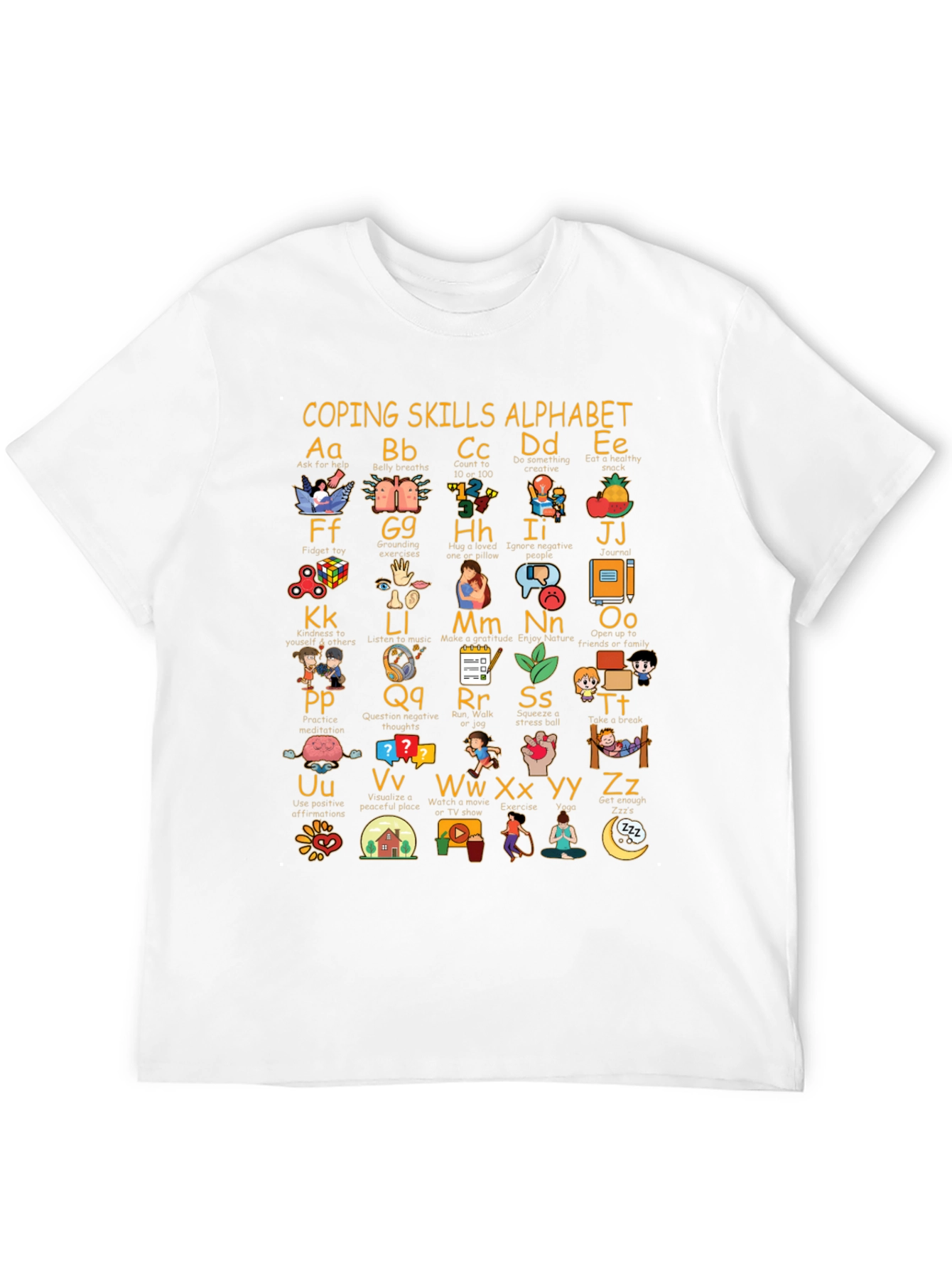 Coping Skills Alphabet Black T-Shirt