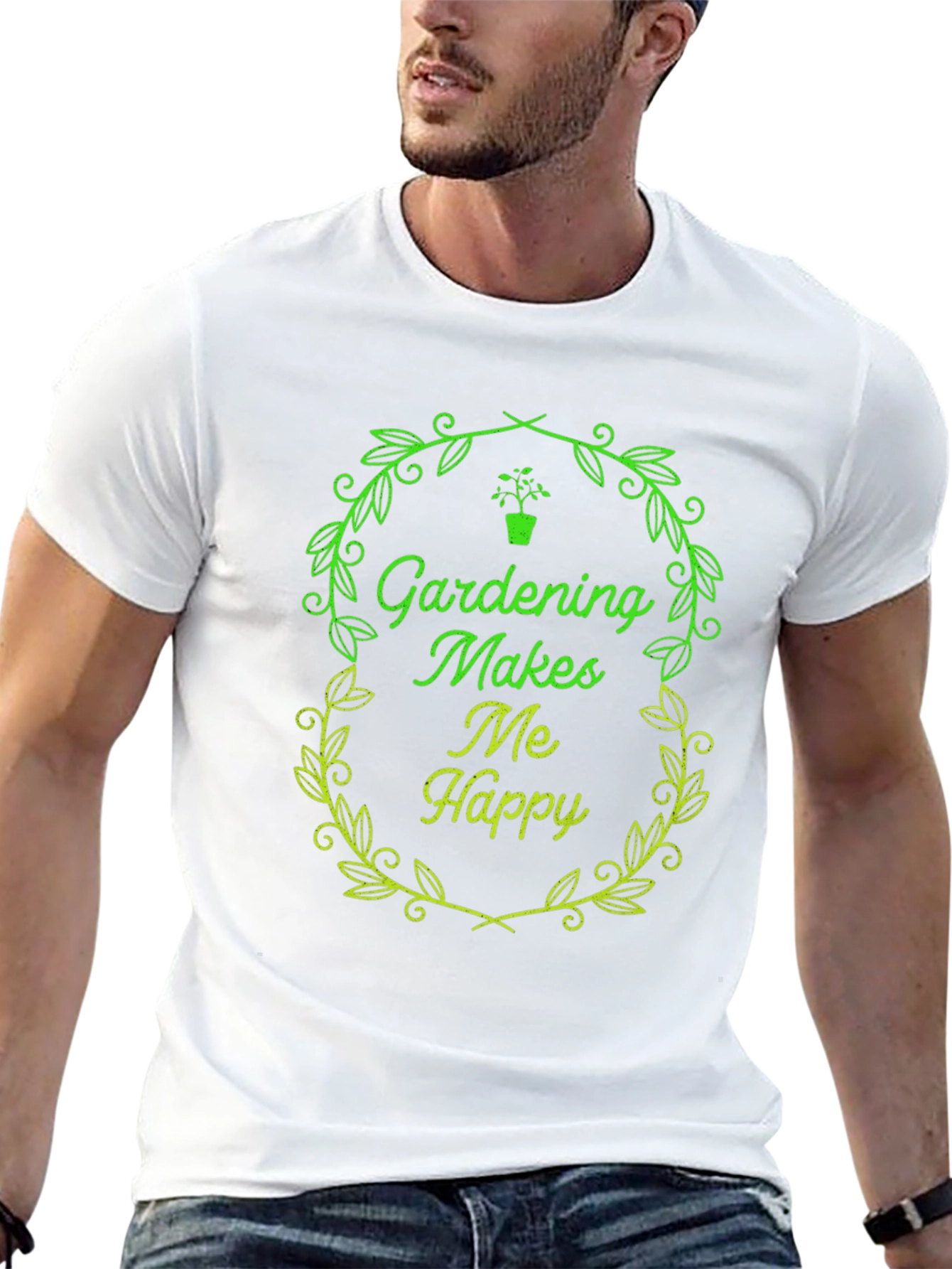 Gardening Makes Me Happy Black T-Shirt