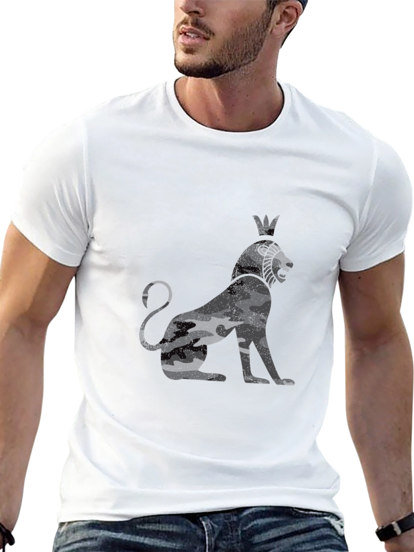 Lion King Camo Print Black T-Shirt