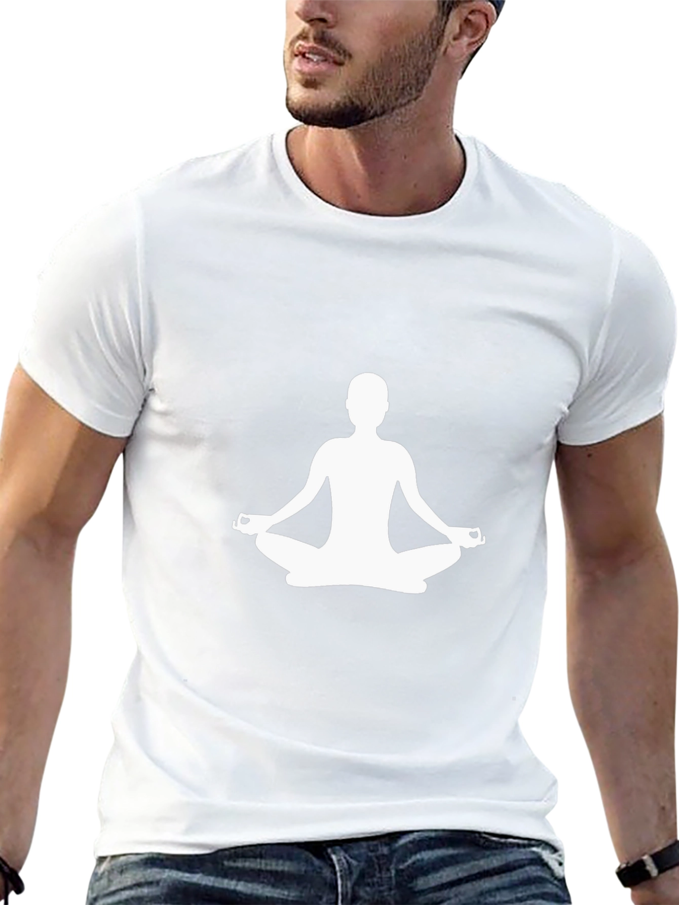 Meditative Pose Graphic T-Shirt - Black