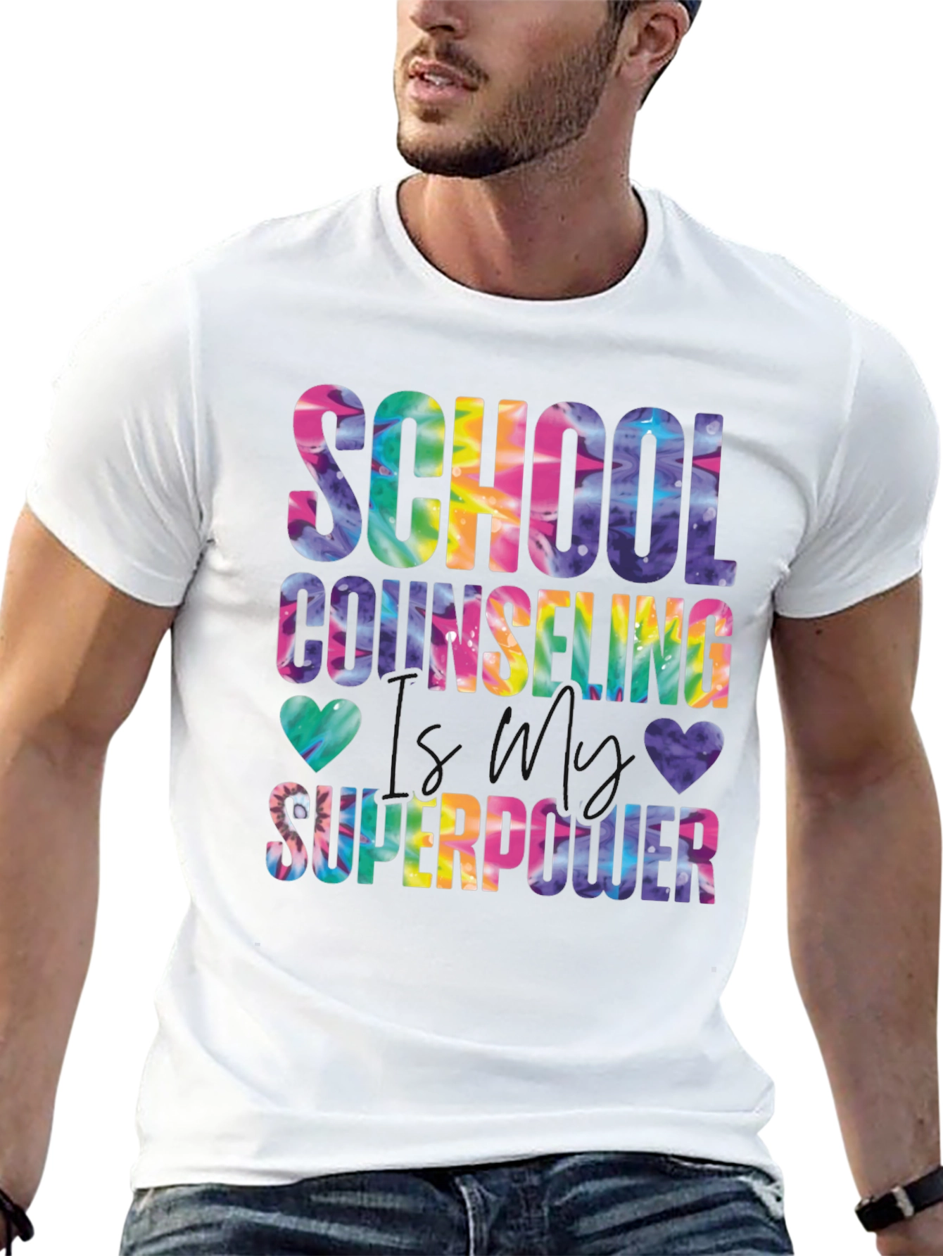 School Counseling Superpower Tie-Dye Graphic T-Shirt