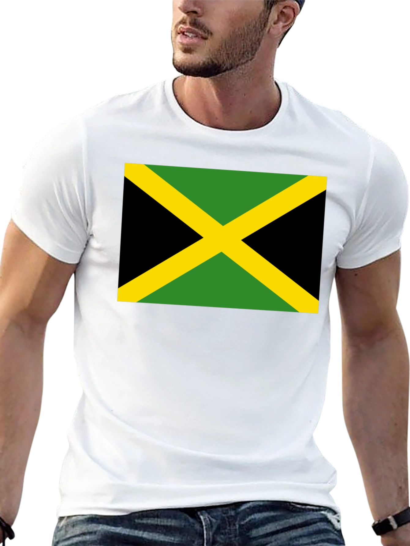 Jamaica Flag T-Shirt - Black Cotton Tee