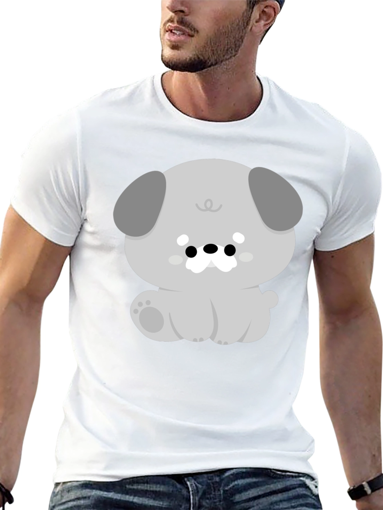 Cute Dog Graphic Black Tee