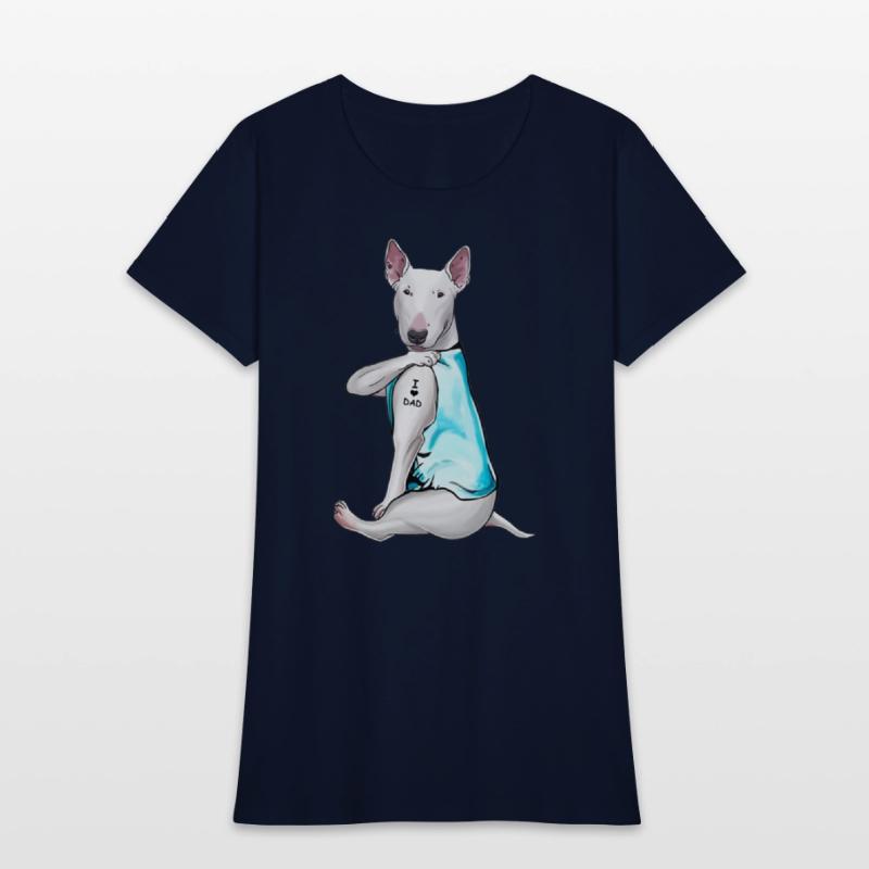 Bull Terrier Tattoos I Love Dad Sitting Gift Fathe