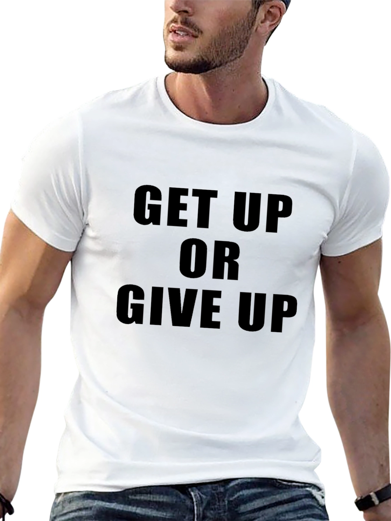 Motivational Get Up Or Give Up Black T-Shirt