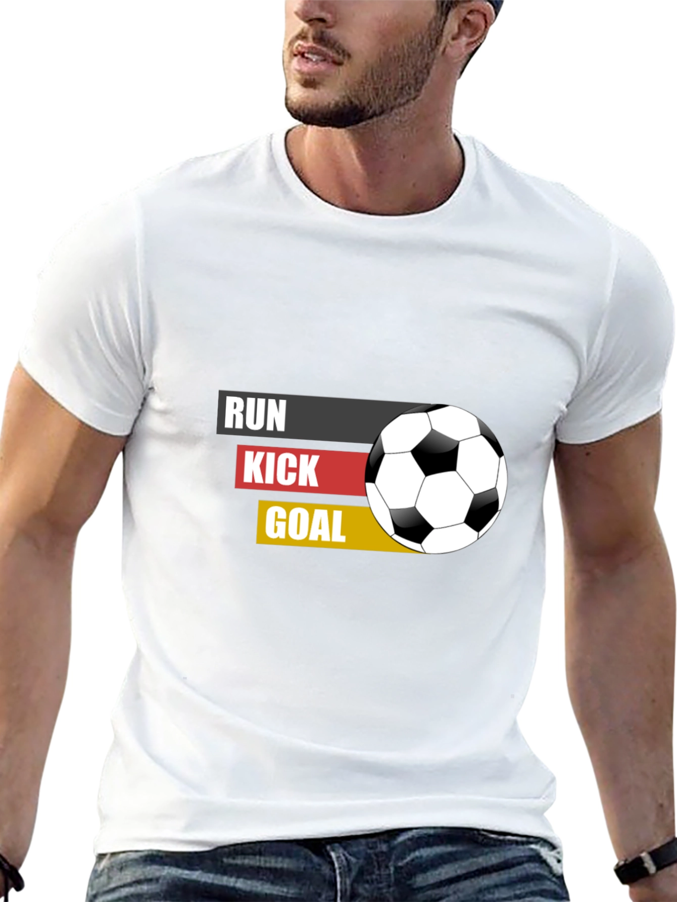 Run Kick Goal Soccer T-Shirt - Black