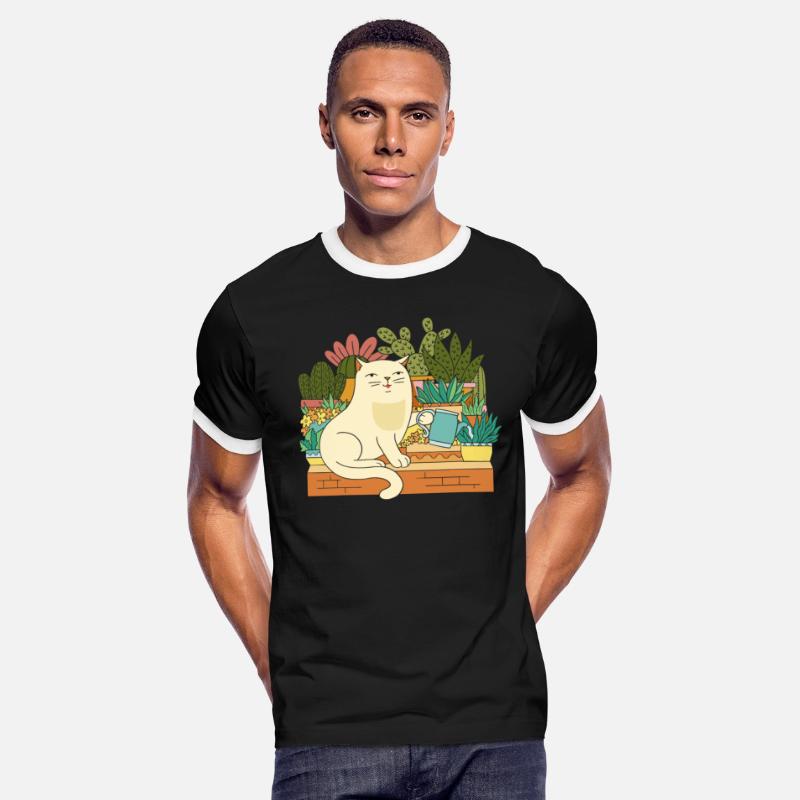 Cute Cat Gardener Watering Plants Gardening Earth