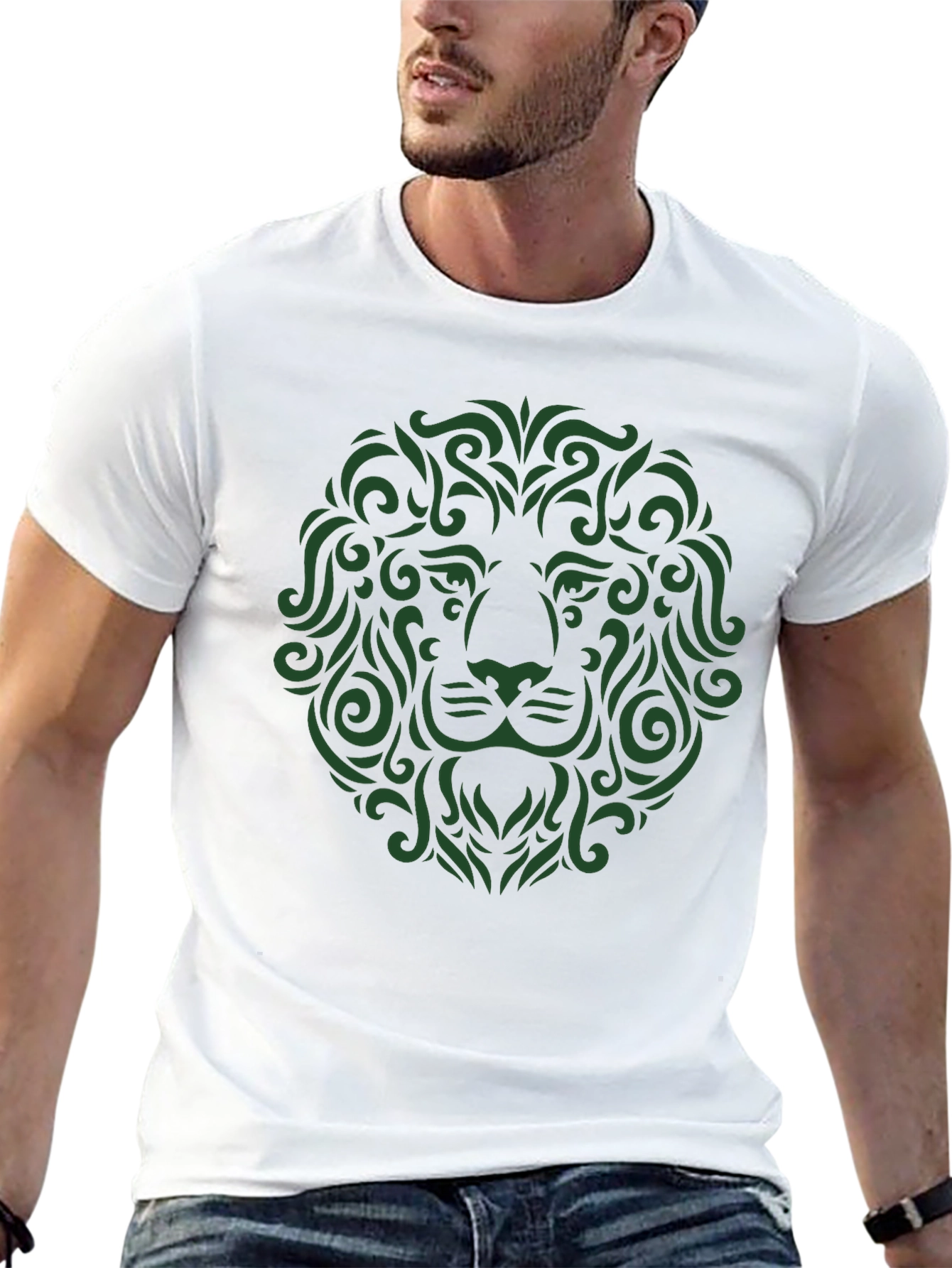 Lion Art Graphic Tee - Stylish Mens Black T-Shirt