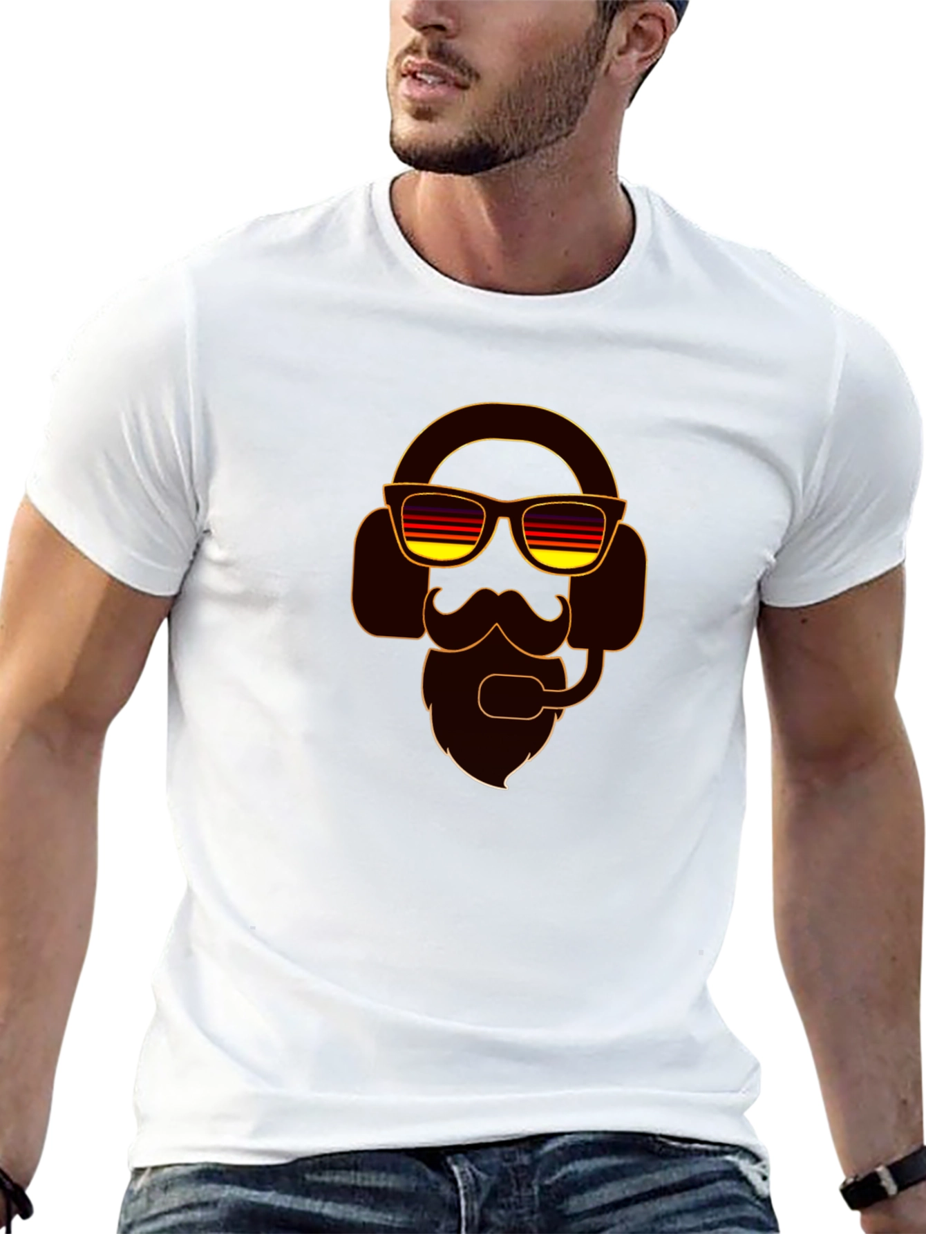 Retro Gamer T-Shirt - Bearded Headset Design