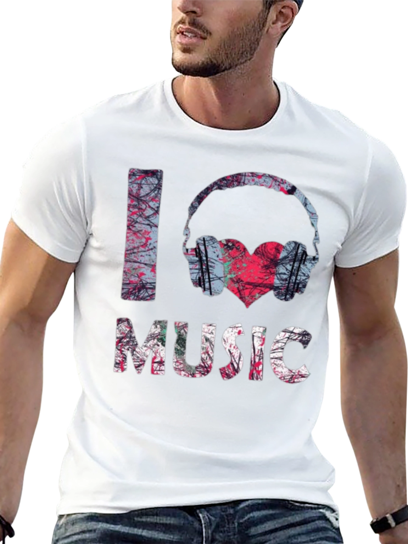 I Love Music Graphic Tee - Black Cotton Shirt