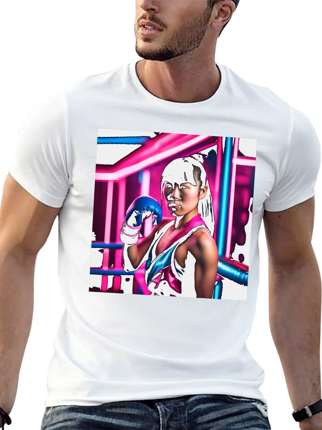 Cyberpunk Boxer Graphic Tee - Black