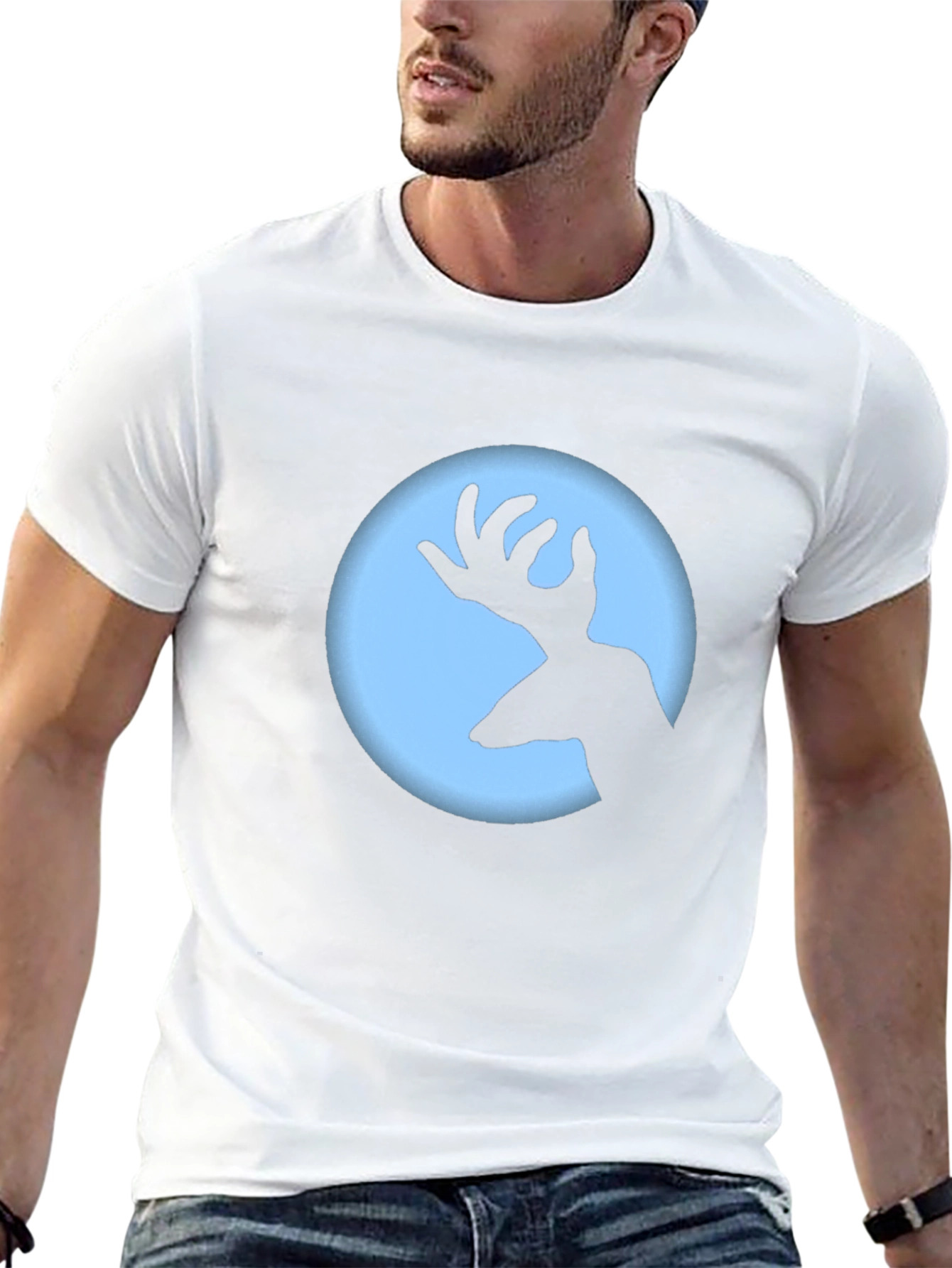 Deer Silhouette Graphic Tee - Black Crew Neck T-Shirt