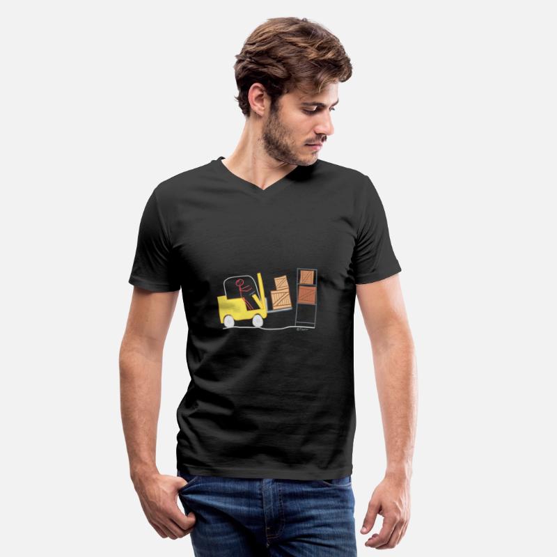 Forklift stick figure logistics warehouse goods