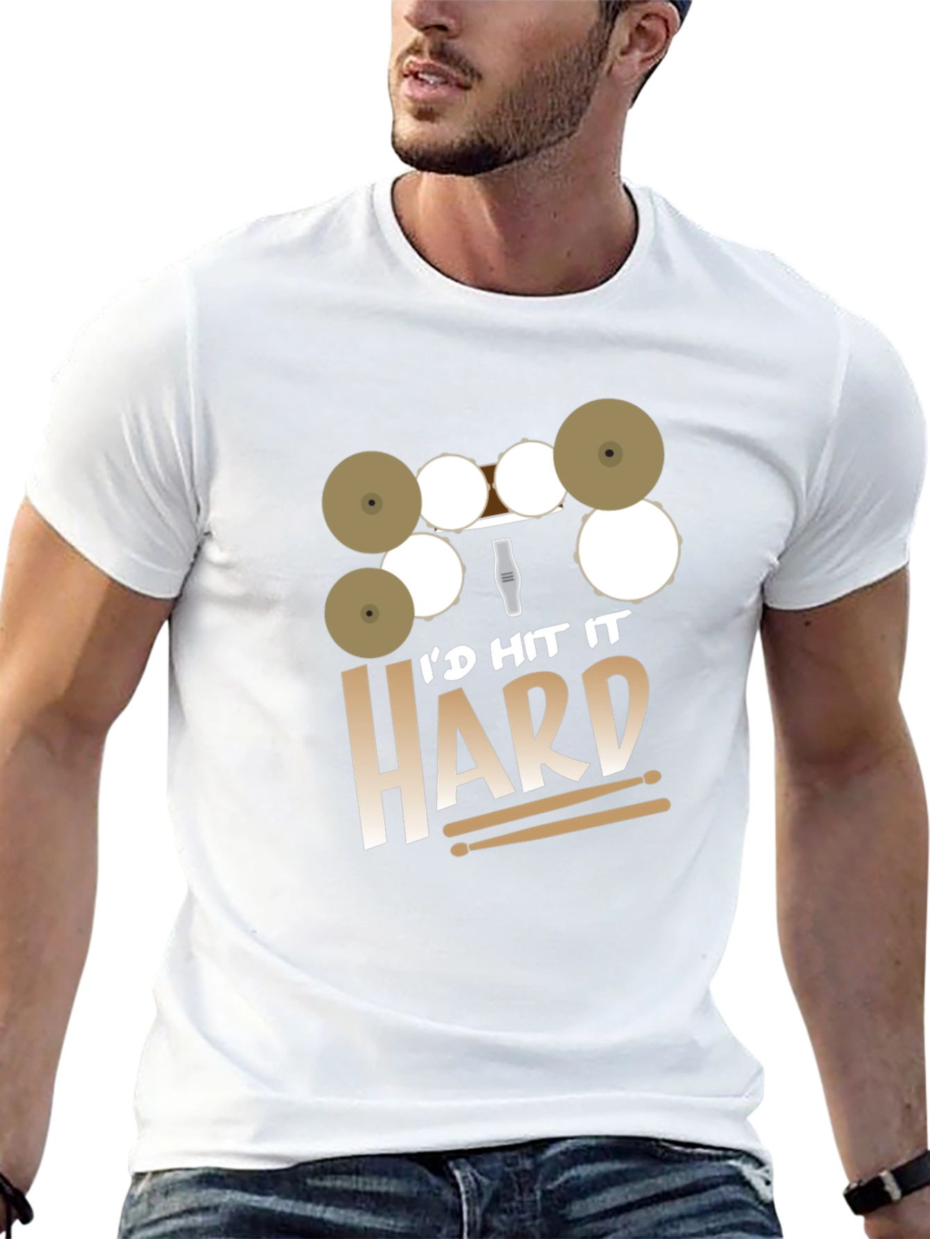 Id Hit It Hard Drummer Black T-Shirt